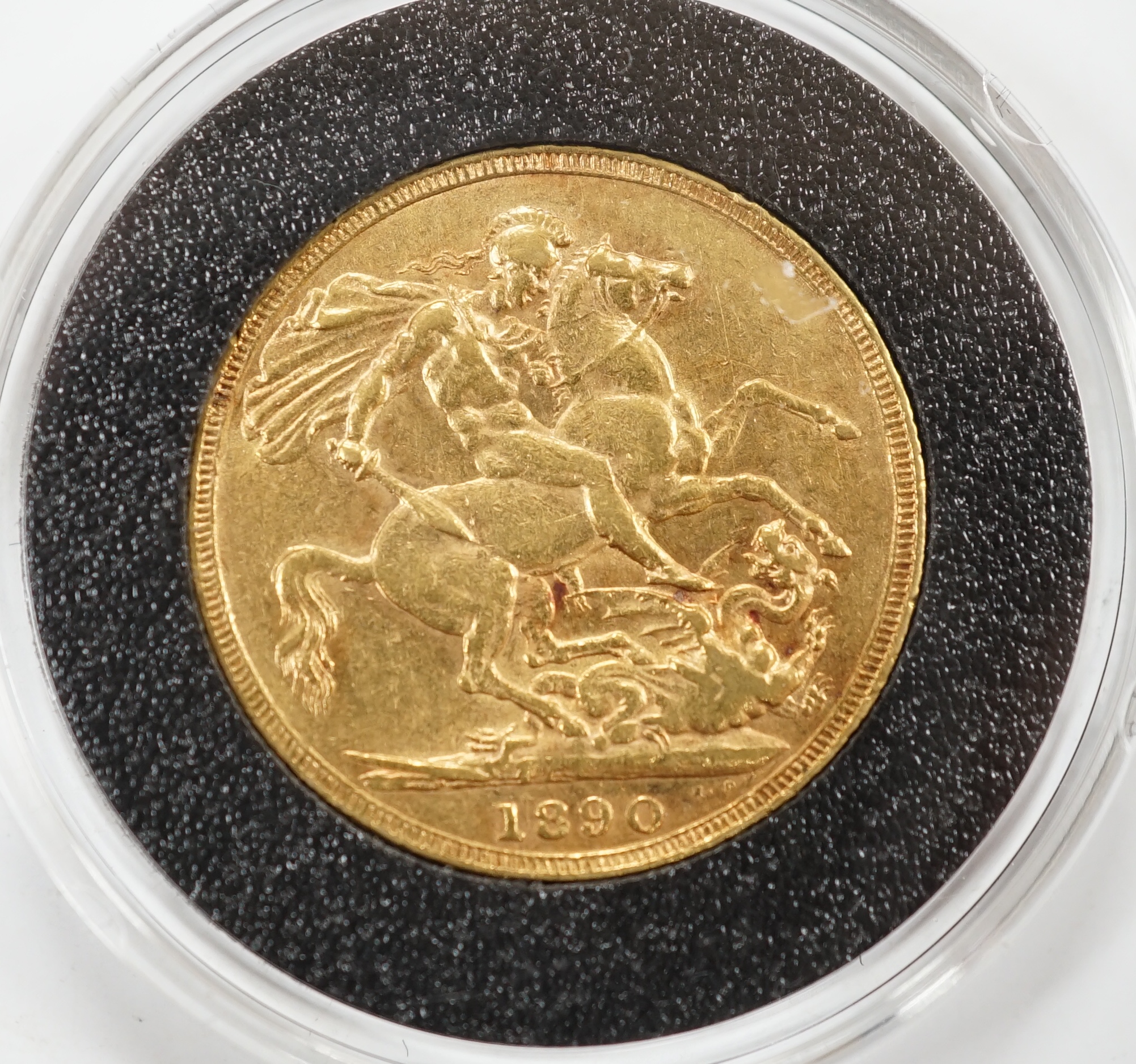 British gold coins, Victoria gold sovereign 1890, Jubilee head, good VF